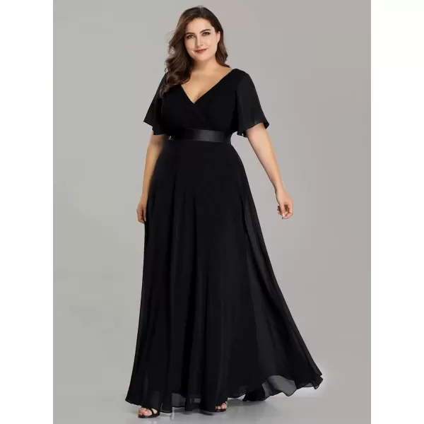 imageEverPretty Womens Double VNeck Formal Dresses Plus Size Bridesmaid Dress 09890PZBlack