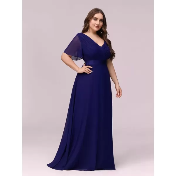 imageEverPretty Womens Double VNeck Formal Dresses Plus Size Bridesmaid Dress 09890PZBlue 2