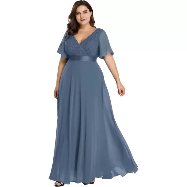 imageEverPretty Womens Double VNeck Formal Dresses Plus Size Bridesmaid Dress 09890PZBlue