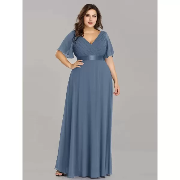 imageEverPretty Womens Double VNeck Formal Dresses Plus Size Bridesmaid Dress 09890PZBlue