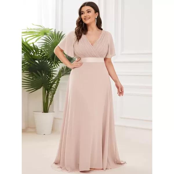 imageEverPretty Womens Double VNeck Formal Dresses Plus Size Bridesmaid Dress 09890PZBlush