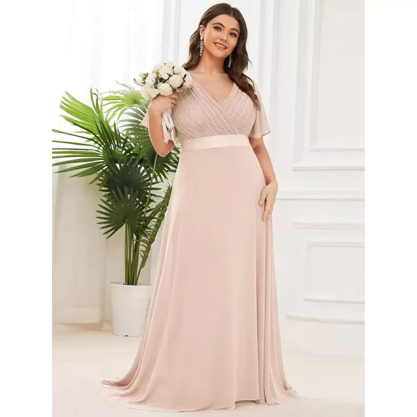 imageEverPretty Womens Double VNeck Formal Dresses Plus Size Bridesmaid Dress 09890PZBlush