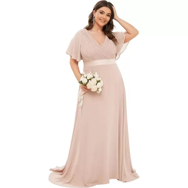 imageEverPretty Womens Double VNeck Formal Dresses Plus Size Bridesmaid Dress 09890PZBlush