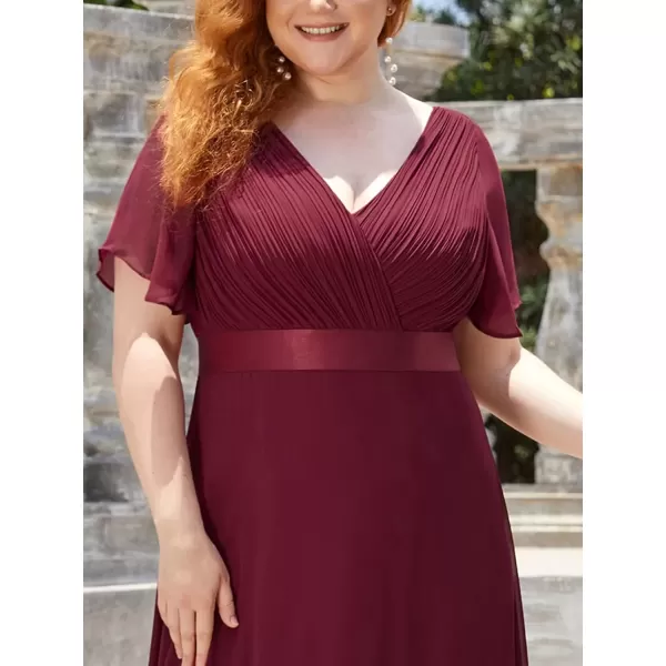 imageEverPretty Womens Double VNeck Formal Dresses Plus Size Bridesmaid Dress 09890PZBurgundy