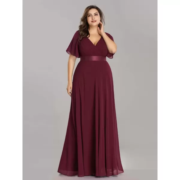 imageEverPretty Womens Double VNeck Formal Dresses Plus Size Bridesmaid Dress 09890PZBurgundy