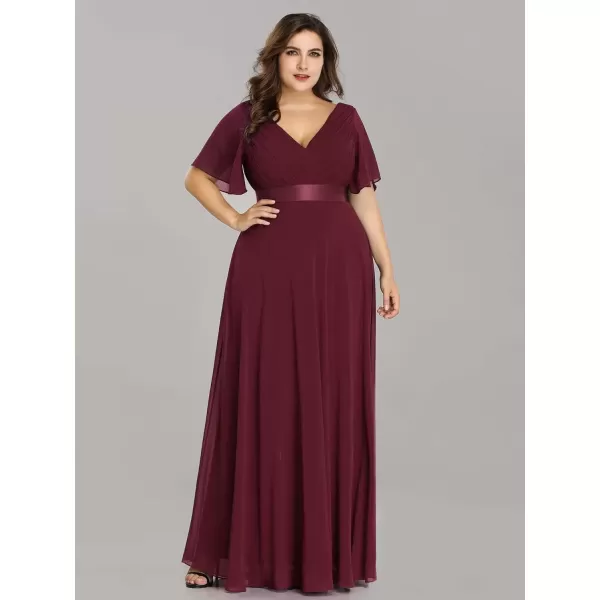 imageEverPretty Womens Double VNeck Formal Dresses Plus Size Bridesmaid Dress 09890PZBurgundy