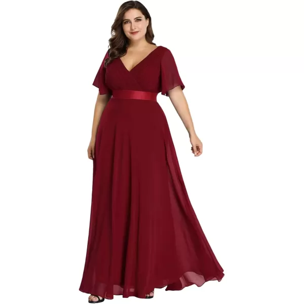 imageEverPretty Womens Double VNeck Formal Dresses Plus Size Bridesmaid Dress 09890PZBurgundy