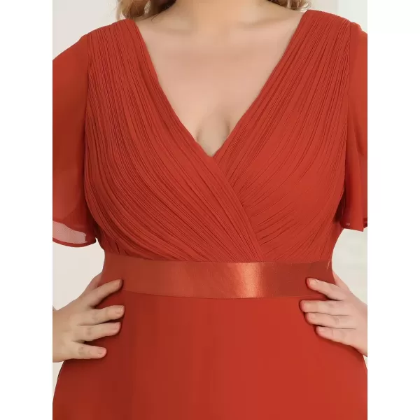 imageEverPretty Womens Double VNeck Formal Dresses Plus Size Bridesmaid Dress 09890PZBurnt Orange