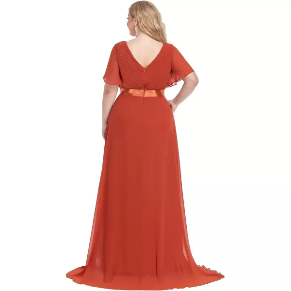 imageEverPretty Womens Double VNeck Formal Dresses Plus Size Bridesmaid Dress 09890PZBurnt Orange