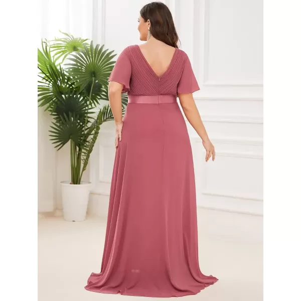 imageEverPretty Womens Double VNeck Formal Dresses Plus Size Bridesmaid Dress 09890PZCameo Brown