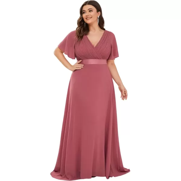 imageEverPretty Womens Double VNeck Formal Dresses Plus Size Bridesmaid Dress 09890PZCameo Brown