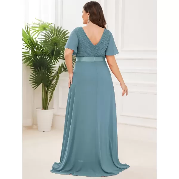 imageEverPretty Womens Double VNeck Formal Dresses Plus Size Bridesmaid Dress 09890PZCyan