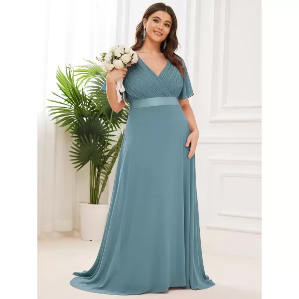 imageEverPretty Womens Double VNeck Formal Dresses Plus Size Bridesmaid Dress 09890PZCyan