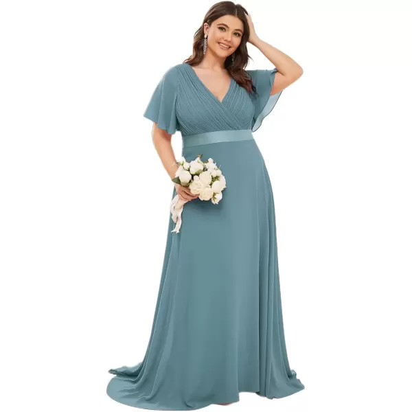 imageEverPretty Womens Double VNeck Formal Dresses Plus Size Bridesmaid Dress 09890PZCyan