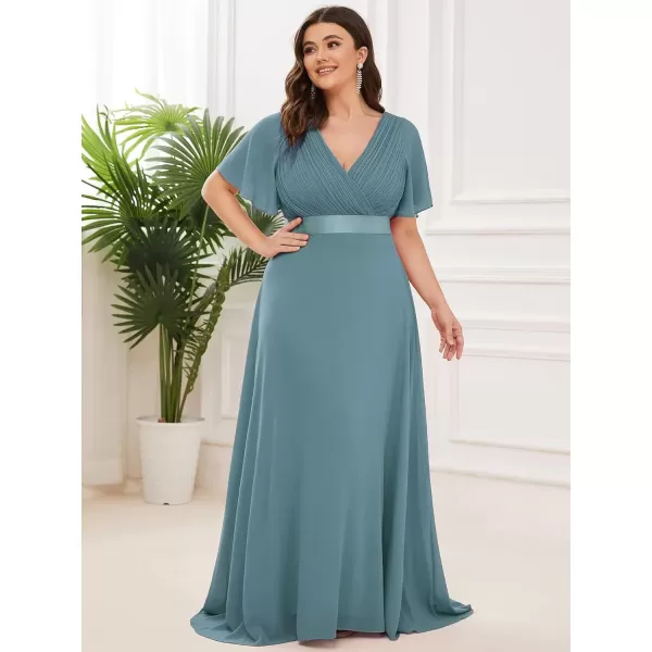 imageEverPretty Womens Double VNeck Formal Dresses Plus Size Bridesmaid Dress 09890PZCyan