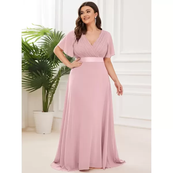 imageEverPretty Womens Double VNeck Formal Dresses Plus Size Bridesmaid Dress 09890PZDusty Rose