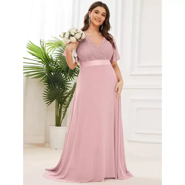 imageEverPretty Womens Double VNeck Formal Dresses Plus Size Bridesmaid Dress 09890PZDusty Rose