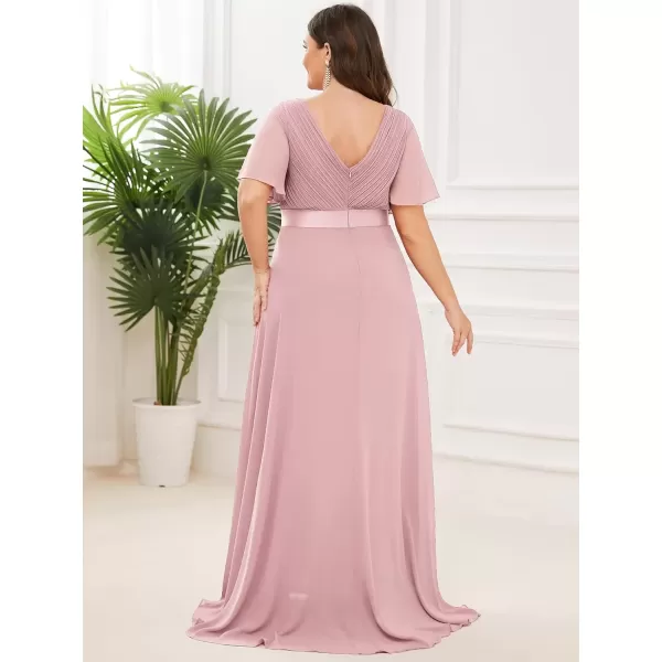 imageEverPretty Womens Double VNeck Formal Dresses Plus Size Bridesmaid Dress 09890PZDusty Rose