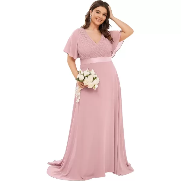 imageEverPretty Womens Double VNeck Formal Dresses Plus Size Bridesmaid Dress 09890PZDusty Rose