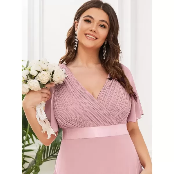 imageEverPretty Womens Double VNeck Formal Dresses Plus Size Bridesmaid Dress 09890PZDusty Rose