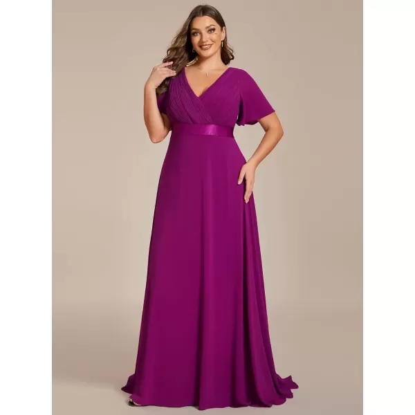 imageEverPretty Womens Double VNeck Formal Dresses Plus Size Bridesmaid Dress 09890PZFuchsia