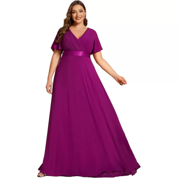 imageEverPretty Womens Double VNeck Formal Dresses Plus Size Bridesmaid Dress 09890PZFuchsia