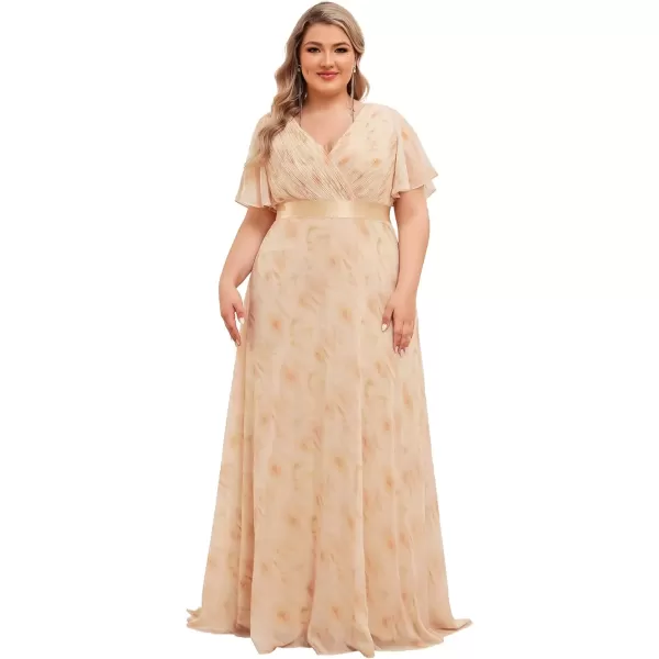 imageEverPretty Womens Double VNeck Formal Dresses Plus Size Bridesmaid Dress 09890PZGolden Roses