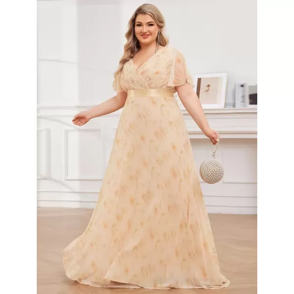 imageEverPretty Womens Double VNeck Formal Dresses Plus Size Bridesmaid Dress 09890PZGolden Roses