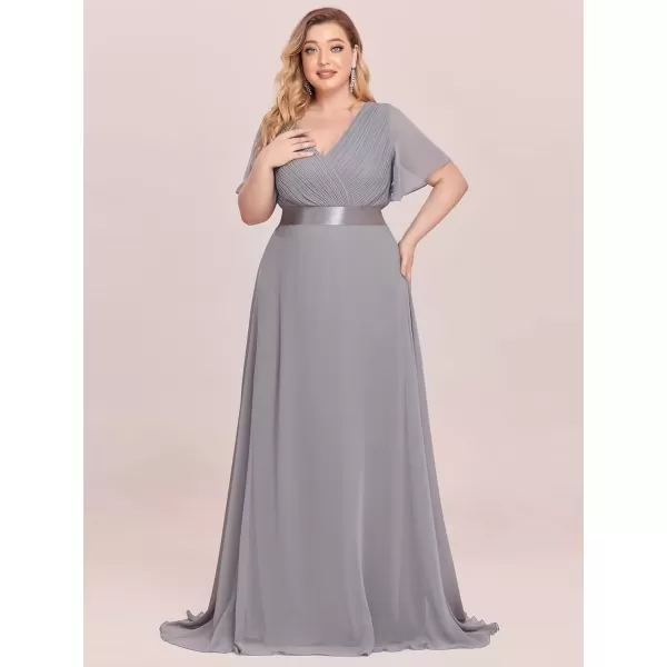 imageEverPretty Womens Double VNeck Formal Dresses Plus Size Bridesmaid Dress 09890PZGray