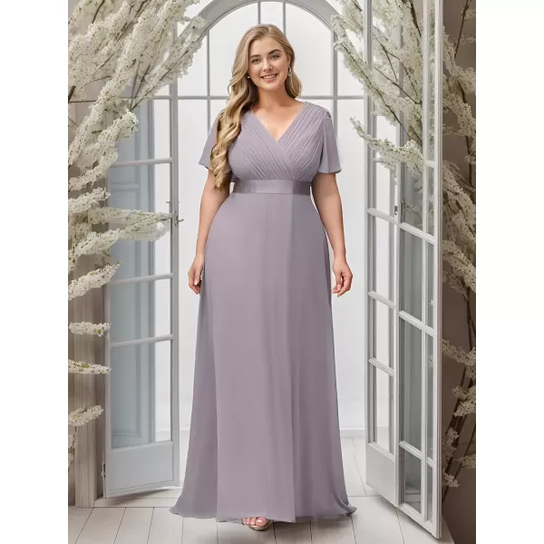 imageEverPretty Womens Double VNeck Formal Dresses Plus Size Bridesmaid Dress 09890PZGray