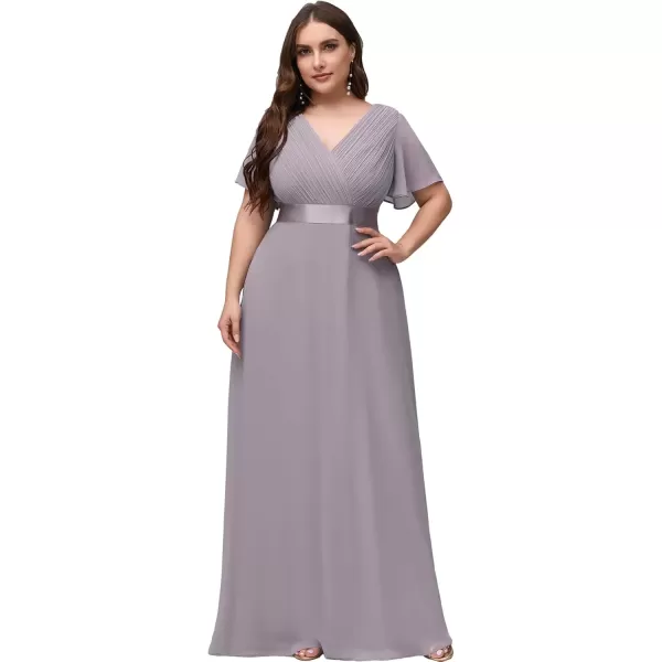 imageEverPretty Womens Double VNeck Formal Dresses Plus Size Bridesmaid Dress 09890PZGray