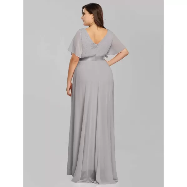 imageEverPretty Womens Double VNeck Formal Dresses Plus Size Bridesmaid Dress 09890PZGray