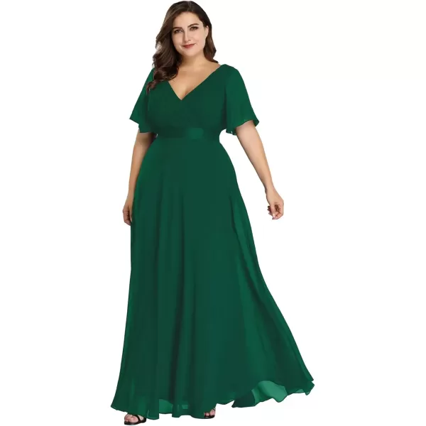 imageEverPretty Womens Double VNeck Formal Dresses Plus Size Bridesmaid Dress 09890PZGreen