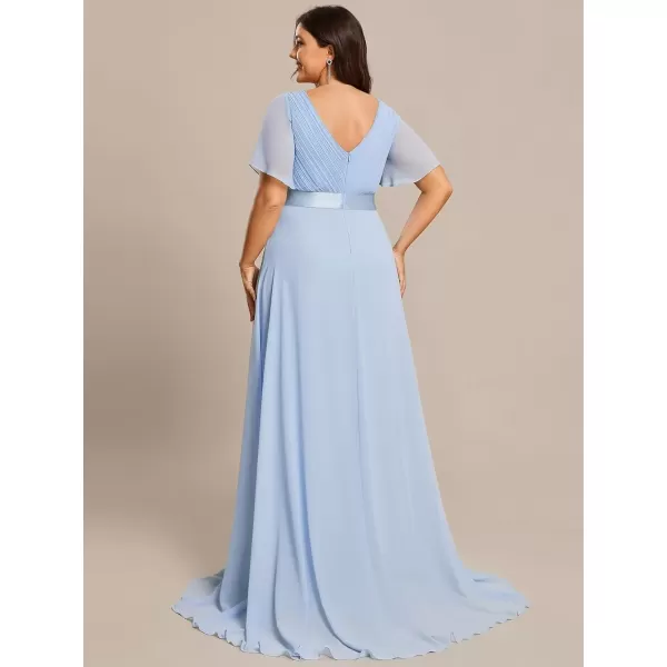 imageEverPretty Womens Double VNeck Formal Dresses Plus Size Bridesmaid Dress 09890PZIce Blue