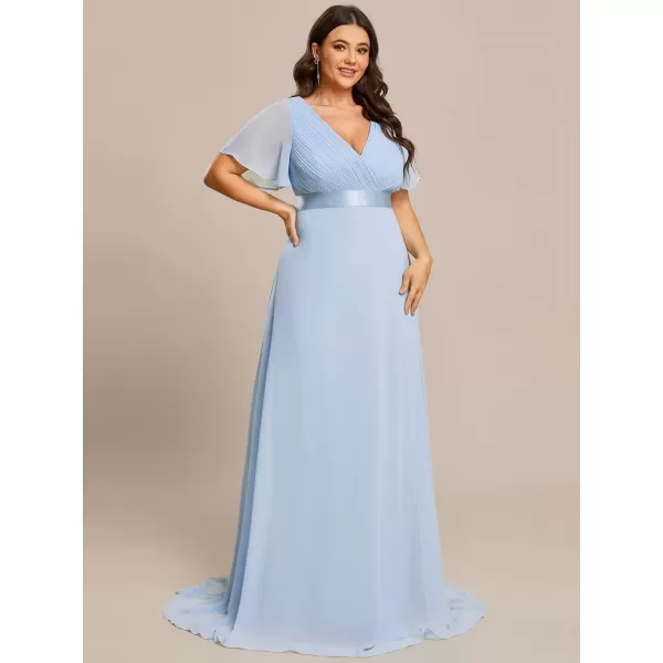 imageEverPretty Womens Double VNeck Formal Dresses Plus Size Bridesmaid Dress 09890PZIce Blue