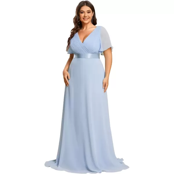 imageEverPretty Womens Double VNeck Formal Dresses Plus Size Bridesmaid Dress 09890PZIce Blue