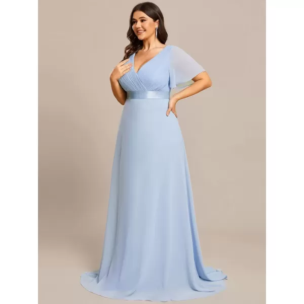 imageEverPretty Womens Double VNeck Formal Dresses Plus Size Bridesmaid Dress 09890PZIce Blue