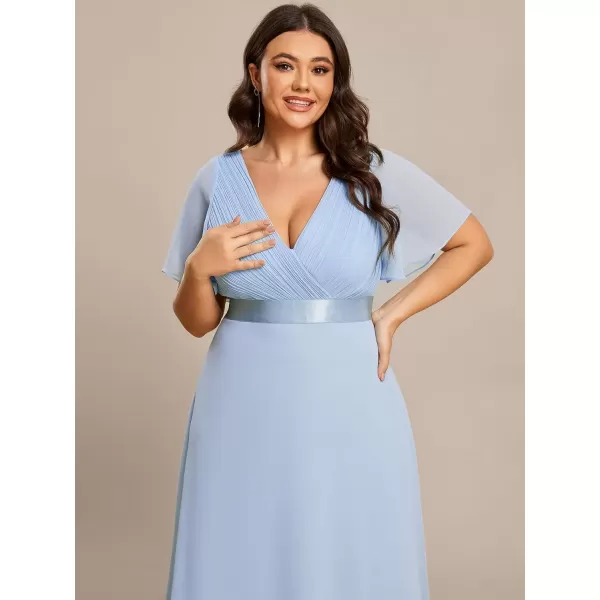 imageEverPretty Womens Double VNeck Formal Dresses Plus Size Bridesmaid Dress 09890PZIce Blue