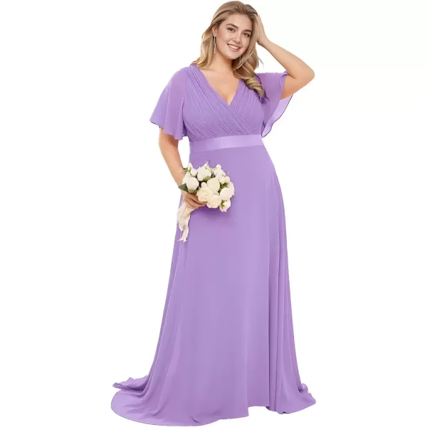 imageEverPretty Womens Double VNeck Formal Dresses Plus Size Bridesmaid Dress 09890PZLavender