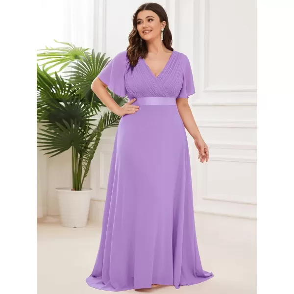 imageEverPretty Womens Double VNeck Formal Dresses Plus Size Bridesmaid Dress 09890PZLavender