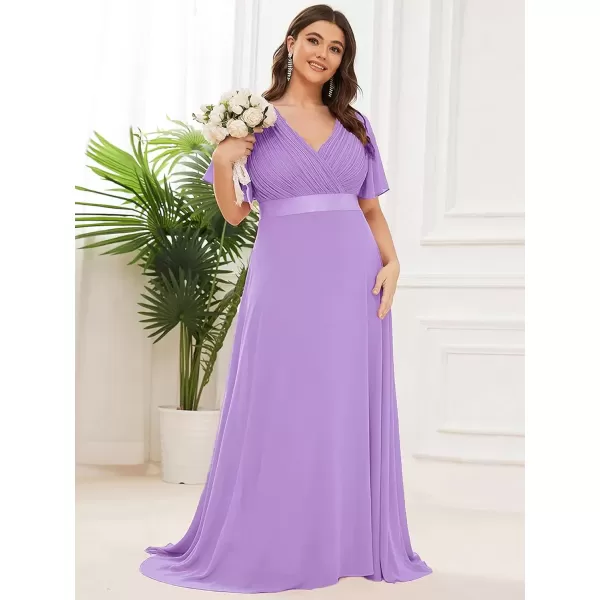 imageEverPretty Womens Double VNeck Formal Dresses Plus Size Bridesmaid Dress 09890PZLavender