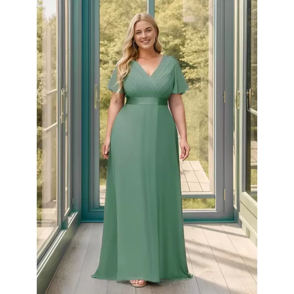 imageEverPretty Womens Double VNeck Formal Dresses Plus Size Bridesmaid Dress 09890PZLight Green