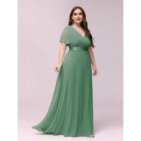 imageEverPretty Womens Double VNeck Formal Dresses Plus Size Bridesmaid Dress 09890PZLight Green