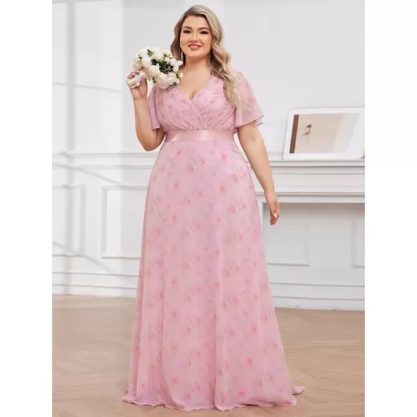 imageEverPretty Womens Double VNeck Formal Dresses Plus Size Bridesmaid Dress 09890PZLight Purple Roses