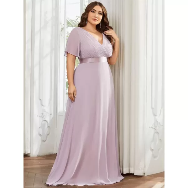 imageEverPretty Womens Double VNeck Formal Dresses Plus Size Bridesmaid Dress 09890PZLilac