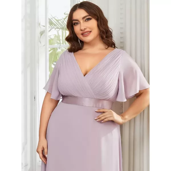 imageEverPretty Womens Double VNeck Formal Dresses Plus Size Bridesmaid Dress 09890PZLilac