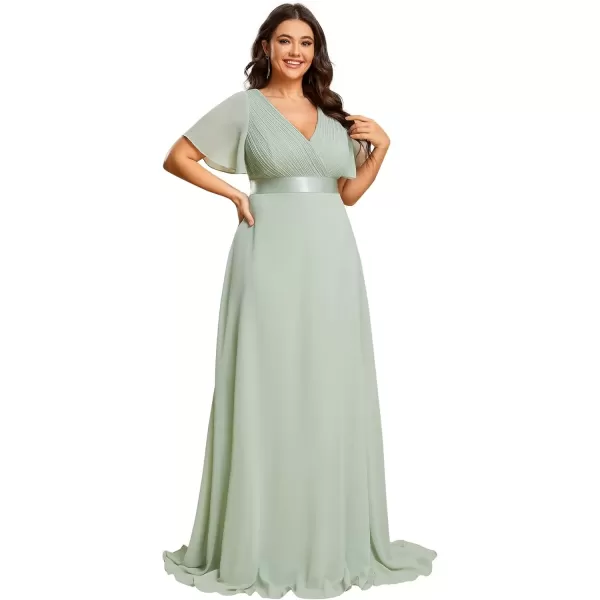 imageEverPretty Womens Double VNeck Formal Dresses Plus Size Bridesmaid Dress 09890PZMint Green