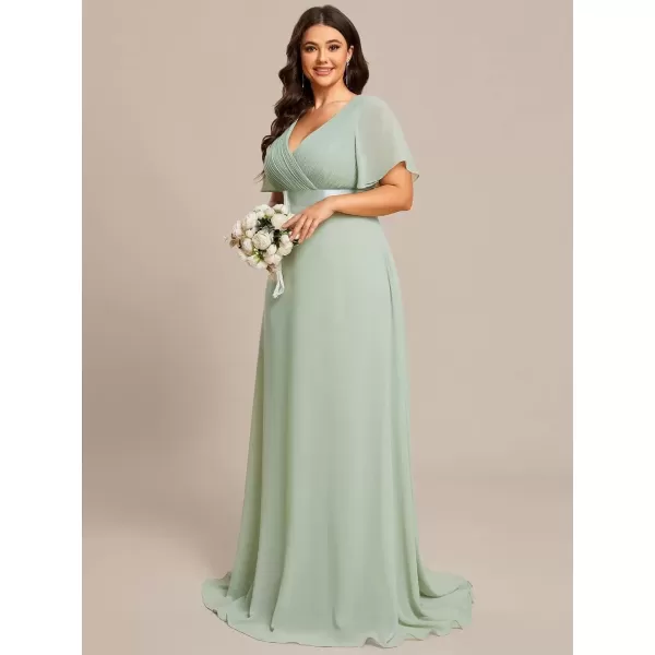 imageEverPretty Womens Double VNeck Formal Dresses Plus Size Bridesmaid Dress 09890PZMint Green