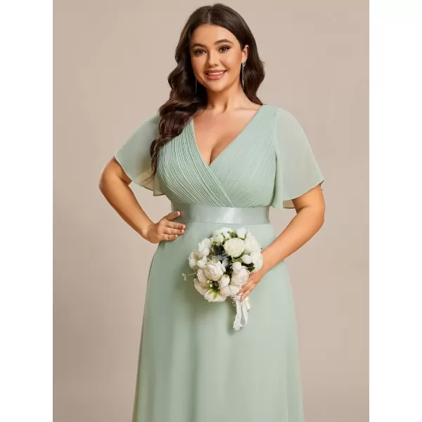 imageEverPretty Womens Double VNeck Formal Dresses Plus Size Bridesmaid Dress 09890PZMint Green