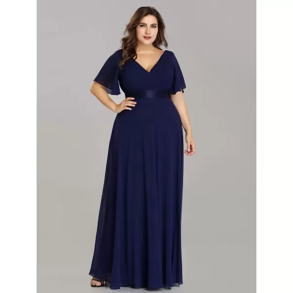 imageEverPretty Womens Double VNeck Formal Dresses Plus Size Bridesmaid Dress 09890PZNavy